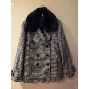 Lane Bryant Women's Black/White Tweed Peacoat 14/16